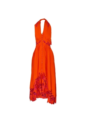 FARM Rio embroidered halterneck dress - Orange