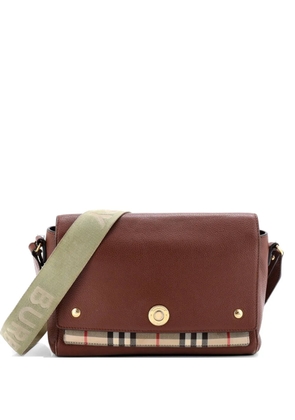 Burberry Pre-Owned Note Leather with Vintage Check Canvas Medium crossbody bag - Brown