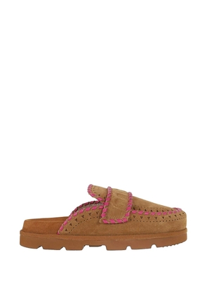 Mou contrast-trim mules - Brown