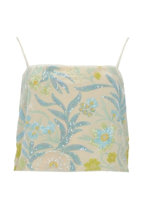 Baum Und Pferdgarten Jovana sequin-embellished floral-embroidered top - Neutrals