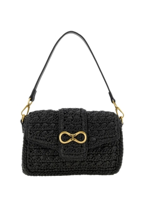 TWINSET woven logo-plaque shoulder bag - Black