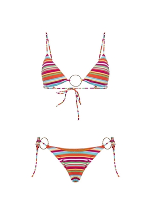 BIKINI LOVERS striped ring-detail bikini - Orange