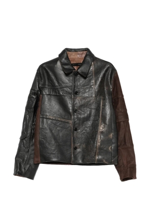 ALAINPAUL panelled leather jacket - Black