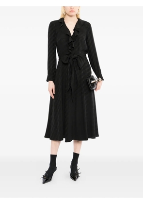 Celine Pre-Owned Triomphe Jacquard Silk Wrap Midi Dress - Black