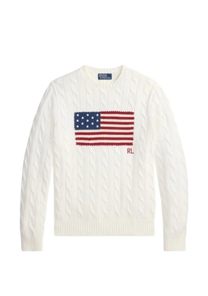 Polo Ralph Lauren cable-knit flag-motif sweater - White