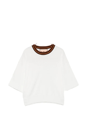 Plan C stripe-trim short-sleeve top - White