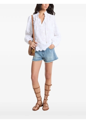 Michael Kors embroidered ruffled blouse - White