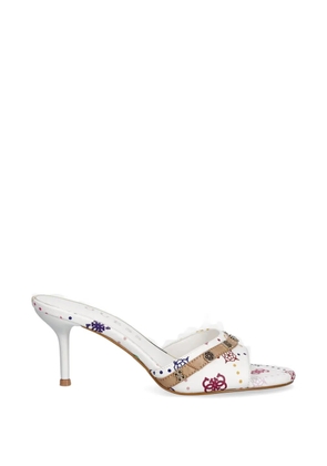 GUESS USA Iory logo-print heeled sandals - White