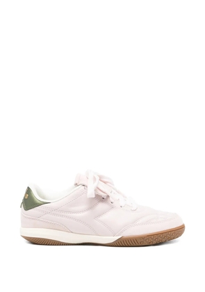 Diadora logo-embroidered leather sneakers - Pink