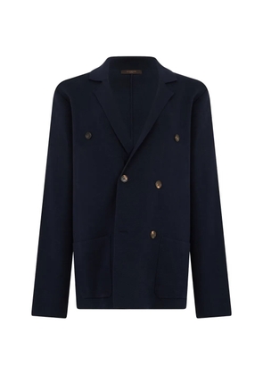slowear double-breasted knitted blazer - Blue