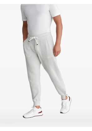 Brunello Cucinelli ribbed drawstring track pants - Grey