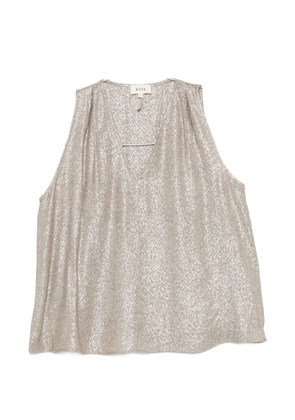 Diega Taoda herringbone-pattern V-neck top - Silver