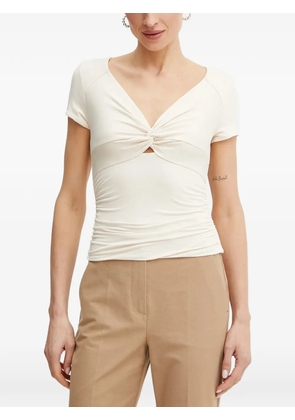 GUESS USA twist-front ruched T-shirt - Neutrals