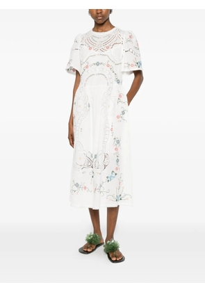 DREAM CATCHER floral-embroidered midi dress - White