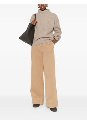 Brunello Cucinelli sequin-embellished ribbed-knit sweater - Neutrals