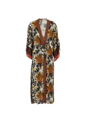 Anjuna mixed-print belted dress - Neutrals