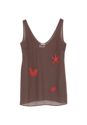 MC2 Saint Barth bead-embellished semi-sheer mini dress - Brown