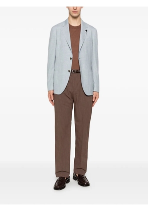 Hosio herringbone-pattern pleated trousers - Brown