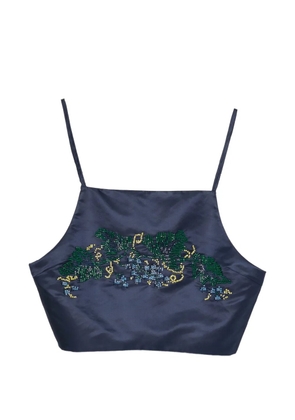 AO YES bead-embellished cropped top - Blue