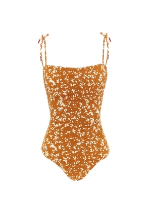 Kiton splatter-print tie-fastening swimsuit - Brown