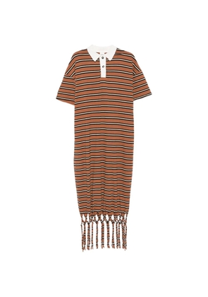 Nanushka Farid fringed striped midi dress - Brown