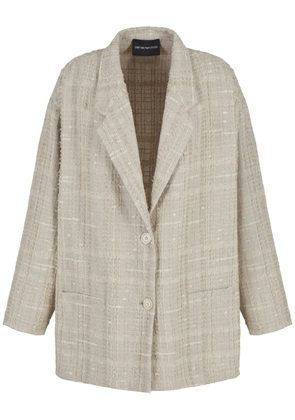 Emporio Armani single-breasted bouclé blazer - Neutrals