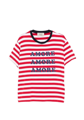 alessandro enriquez striped slogan-print T-shirt - Red