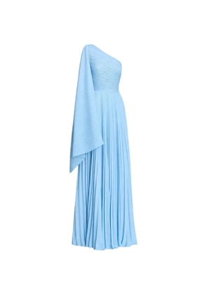 Solace London The Maci pleated one-shoulder maxi dress - Blue