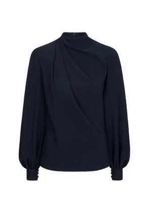 Oscar de la Renta draped georgette blouse - Blue