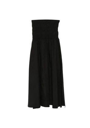 Closed smocked-waistband pleated maxi skirt - Black