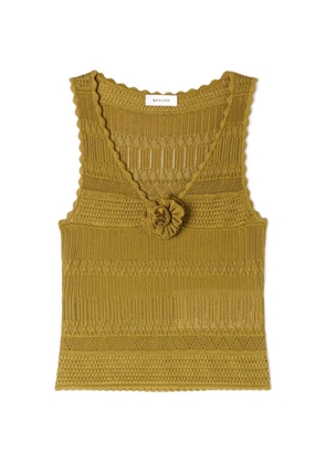 SANDRO floral appliqué knitted top - Green