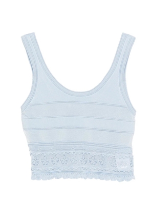 SANDRO lace trim crop tank top - Blue