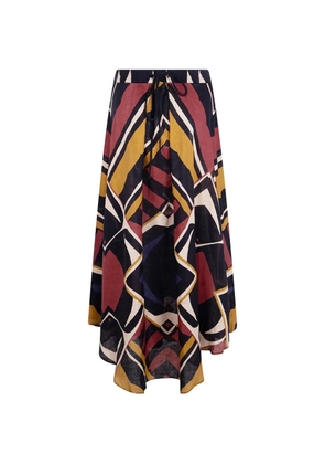 Volantis Safi geometric-print silk maxi skirt - Blue