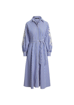 Lauren Ralph Lauren striped lace-embroidered dress - Blue