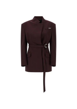The Attico belted padded-shoulder blazer - Purple
