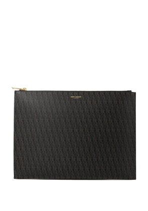 Saint Laurent Pre-Owned monogram-print clutch bag - Black