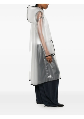 cape concept hooded contrast-trim coat - White