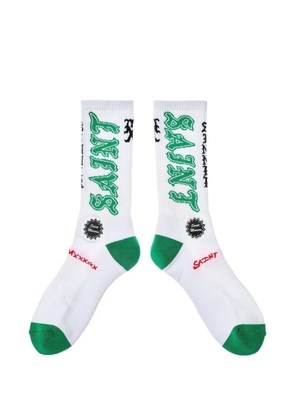 SAINT MXXXXXX logo-print intarsia-knit socks - White