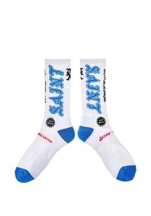 SAINT MXXXXXX logo-intarsia ribbed-knit socks - White