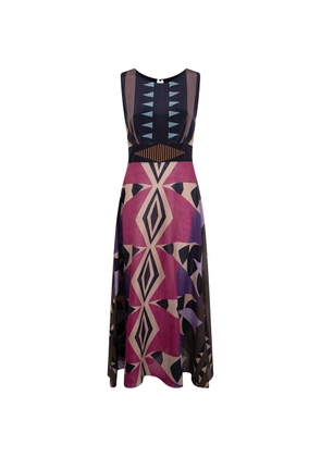 Volantis Panther geometric-print sleeveless linen dress - Pink