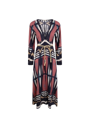 Volantis Illumination geometric-print belted silk dress - Red