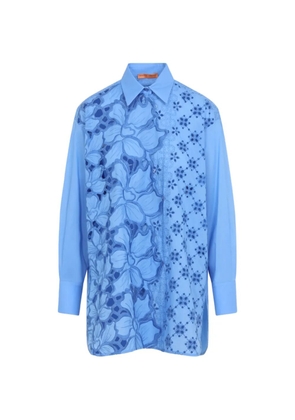 Ermanno Scervino floral-lace embroidered shirt - Blue