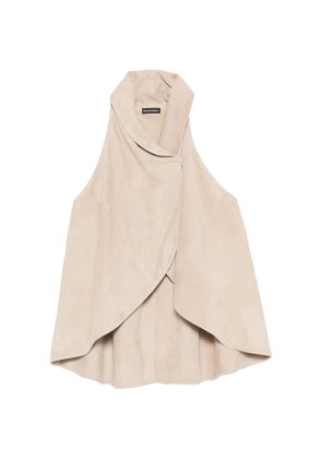 Emporio Armani draped leather top - Neutrals