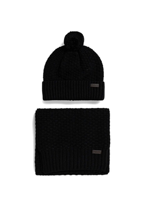 Barbour pom-pom chunky-knit beanie hat - Black