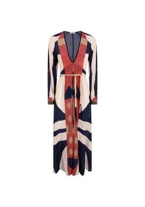 Volantis Illumination geometric-print silk dress - Blue