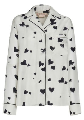 Marni Bunch of Hearts silk pajama shirt - White