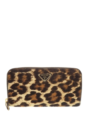 Prada Pre-Owned 2000-2013 Pony Hair Leopard Print Zip Around Wallet long wallets - Neutrals