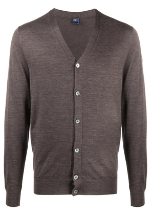 Fedeli V-neck ribbed knit cardigan - Brown