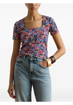 Lauren Ralph Lauren floral-print square-neck sweater - Blue
