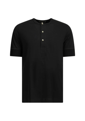 Merz B. Schwanen 103 Maco-Imit button-placket ribbed-cuff T-shirt - Black